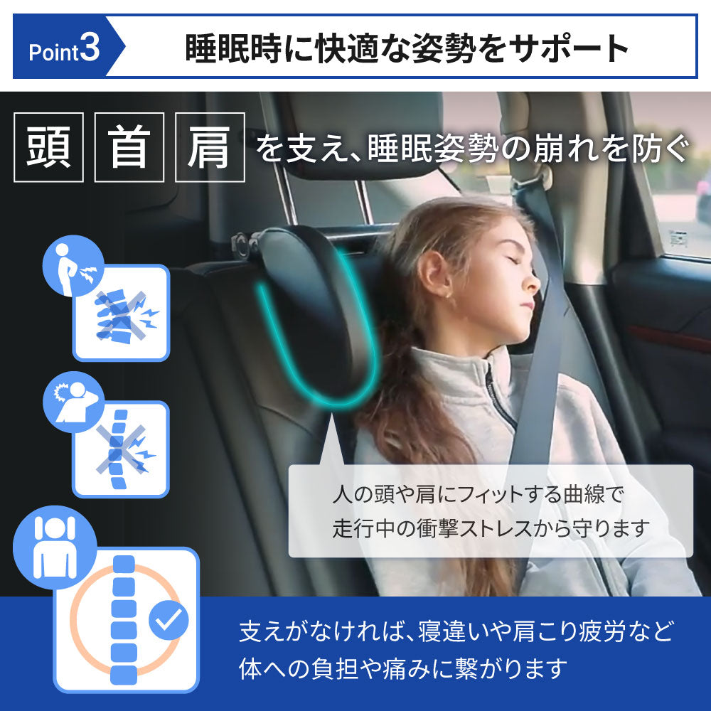 ヘッドレスト 改良型 サイドパット調整可能 車 ネックピロー