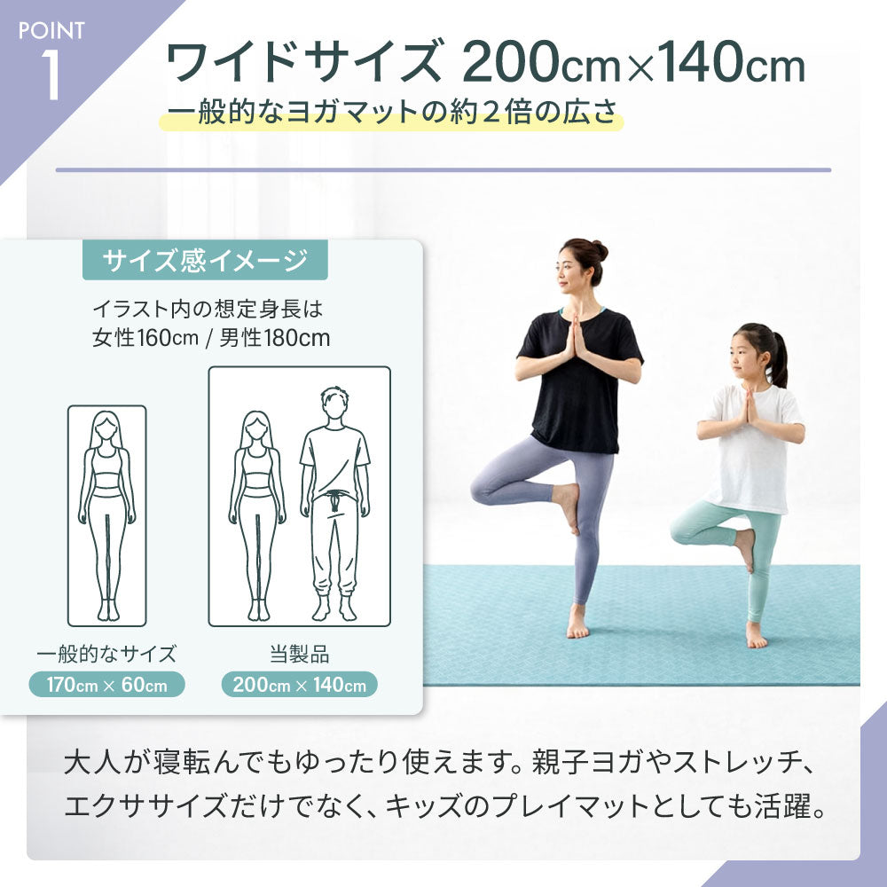 大判ヨガマット 200×140cm 12mm TPE 4色