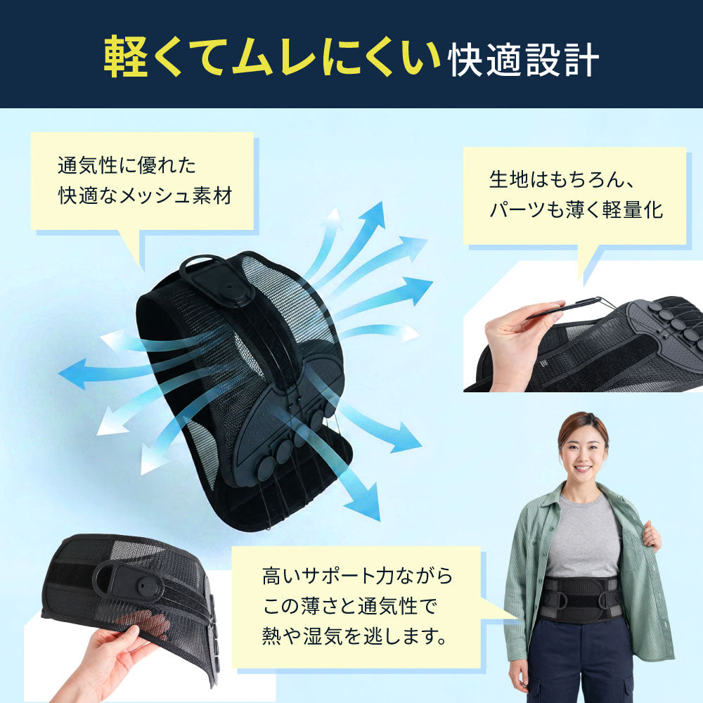 腰サポーター 腰痛 骨盤ベルト メッシュ 薄型 通気性